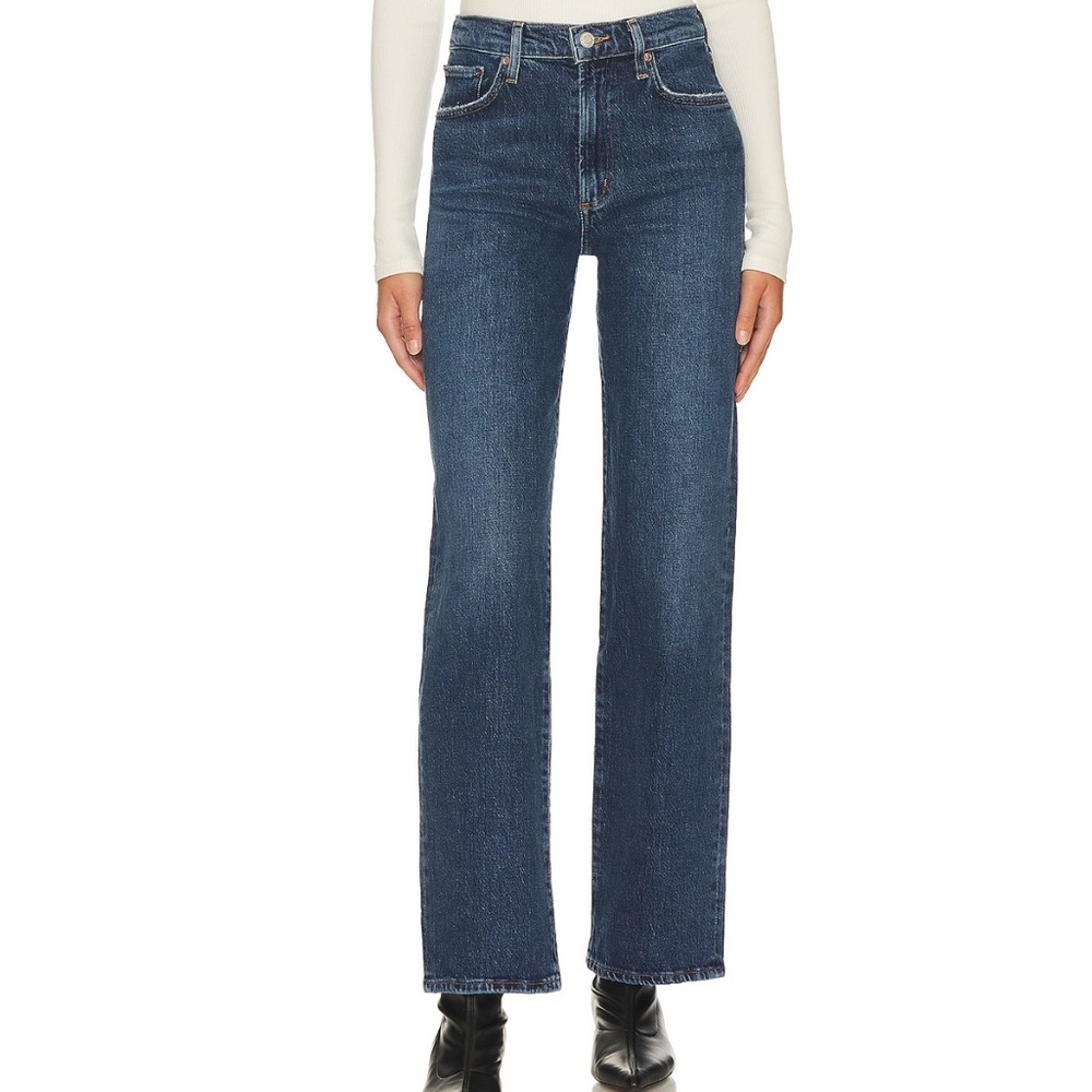 AGOLDE Harper Mid Rise Relaxed Straight Jeans in Tempo